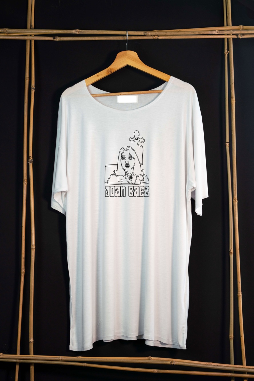 Joan Baez Trip White Unisex T-shirt